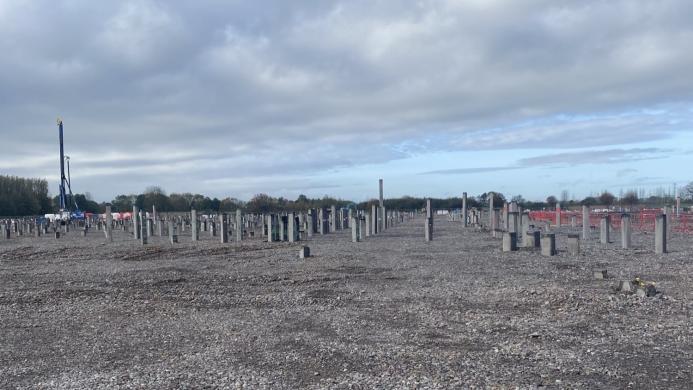 Work is under way on Building One of the Agratas EV Giga Battery Factory in Bridgwater, Somerset, where National Pile Croppers is supplying equipment for 17,000 piles.