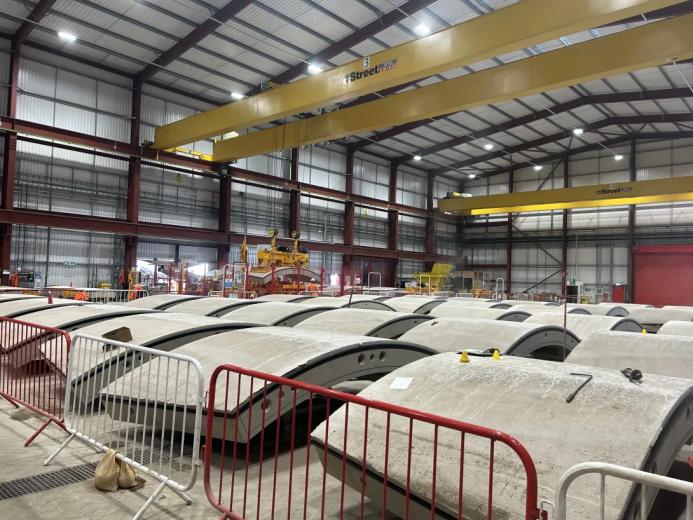Precast tunnel segments for HS2 under production at a Holcim-supplied facility in Birmingham.