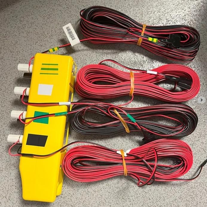 Vemaventuri’s PHONO concrete monitoring sensors and cabling, used during the HS2 A46 bypass bridge slide to track self-compacting concrete placement in real time. (Image courtesy Vemaventuri)