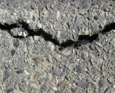 A piece of cracked concrete