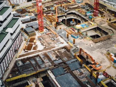 An aerial view of a construction site