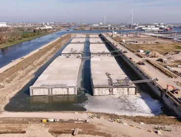 In Zeebrugge, Belgium, the eight tunnel elements of the Scheldt Tunnel 