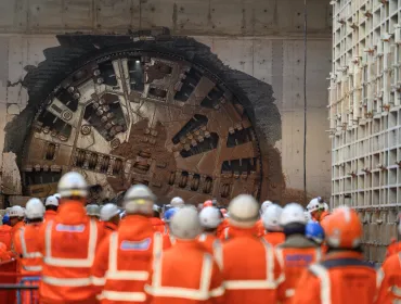 HS2 team watch Tunnel Boring Machine Mary Ann complete the first tunnel breakthrough in Birmingham