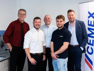 From left to right: Andy Lees (Senior Director Curriculum, Innovation and Construction at BMet), Howard Reid (Lead Fitter at Cemex UK),  Christian Vale (Senior Operations Manager at Cemex UK), George Howell (Apprentice Fitter at Cemex UK) and Lex Russell (Materials Managing Director at Cemex UK).