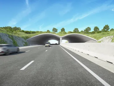 An artists rendering of a prefabricated bridge