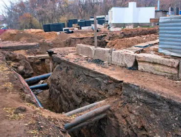 A trench on a construction site