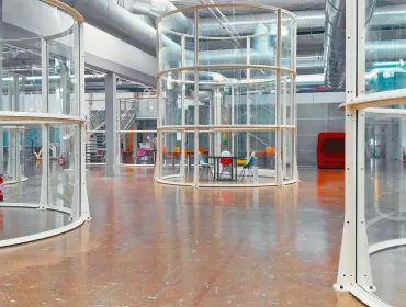 The glass canopy surrounding the outside escalators at the Centre Pompidou in Paris has been reused to create office space. (Image: Alexandre Attias)