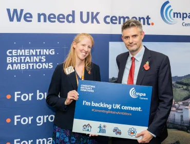 Dr Diana Casey, Mineral Products Association, with event sponsor Jon Pearce MP