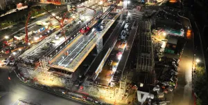 Night time photo of the first concrete pour for HS2's Curzon 3 Viaduct decks