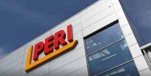 Peri logo on the side of a factory