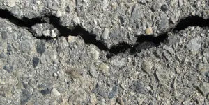 A piece of cracked concrete