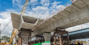 A picture of a concrete bridge under construction