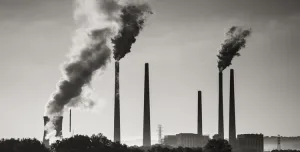 Industrial chimneys belching pollution into the air