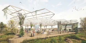 An artist's rendering of a concrete structure