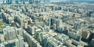 An aerial view of Abu Dhabi