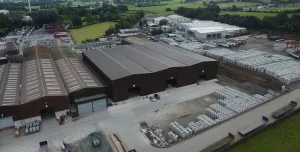 An aerial view of Moore Concrete's manufacturing facility near Ballymena, Northern Ireland.