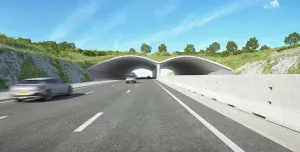An artists rendering of a prefabricated bridge