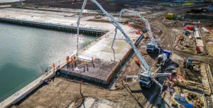 Over 6,000m³ of reinforced concrete was placed to upgrade the Ash Barge Dock at Northumberland Energy Park, enabling heavy-load operations for offshore energy logistics.