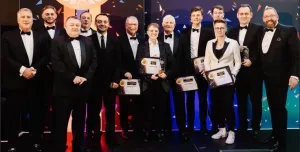 A large group of smiling people in dinner dress, Winners of the FPS Awards 2024