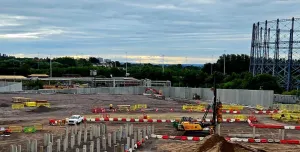 A piling rig at work on at HMP Glasgow, with up to four rigs planned at peak to deliver 4,700+ piles.