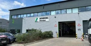 Schwing Stetter UK’s new 3,000 m² site in Marlow, which supports expanded parts stock, servicing and equipment preparation.
