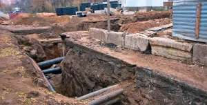 A trench on a construction site