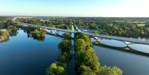 An aerial view of The 2.1-mile Colne Valley viaduct, which is now complete and built from 1,000 precast concrete deck segments.