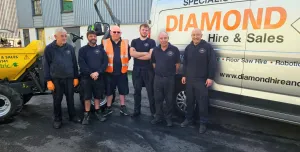 The Diamond Hire and Sales team celebrating 20 years of supplying specialist construction equipment.