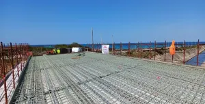 A raft of Composite glass and carbon rebar ready for concrete to be poured
