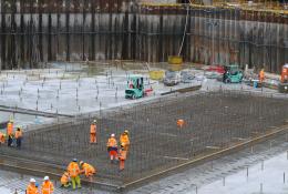 Concrete pour at a construction site