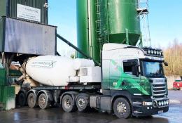 An Eco-Readymix concrete drum mixer