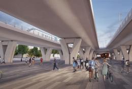 Artist's impression of the view underneath the Curzon No.3 Viaduct.