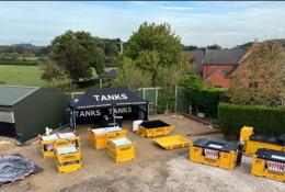 A yard with water treatment equipment