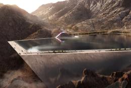 A render of a dam at Saudia Arabia's Neom