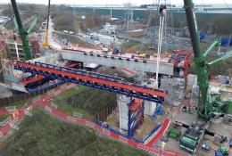 An aerial photo of HS2's River Tame viaduct at Delta Junction