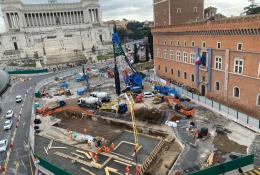 An aerial view of an urban construction site