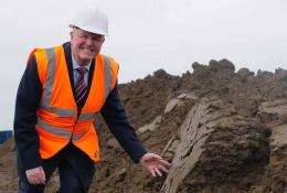 Bob Borthwick, director at Scott Bros, with some of the ‘recycled’ filter cake that will be used to produce low-carbon concrete