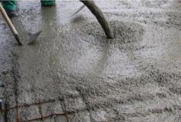 A concrete floor being poured