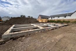 Pre-cast concrete beams on a brownfield site