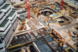 An aerial view of a construction site