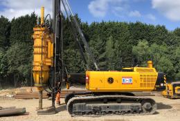 A large piece of yellow construction equipment