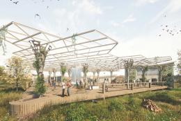 An artist's rendering of a concrete structure