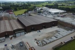 An aerial view of Moore Concrete's manufacturing facility near Ballymena, Northern Ireland.