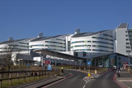The front of the Queen Elizabeth Hospital Birmingham, Edgbaston, Birmingham.