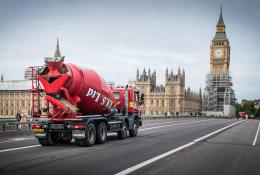 Ready Mix Specialists truck mixer crossing Westminster Bridge