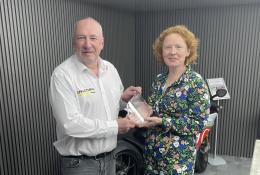 Roger Line of Structural Repairs receives the New Product Award from Concrete Connect editor, Clare Howcutt-Kelly.
