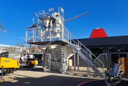 Ammann's new compact Elba CFS (Concrete Filling Station) against a blue sky