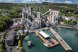 An aerial view of Heidelberg Materials Brevik CCS in Norway, the world’s first industrial-scale carbon capture, and storage (CCS) facility in the cement industry.