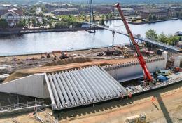 Esh Construction installs precast beams to form new Stockton land bridge