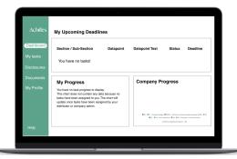 A visual of a computer scree showing Achilles's Comply360, which supports sustainability reporting frameworks including CSRD, IFRS, and GRI.